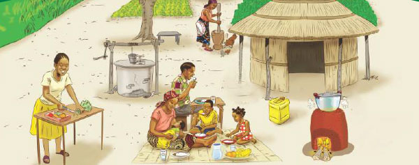 Illustration of village life taken from the counselling materials